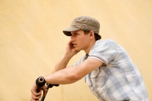 urban rider on the phone