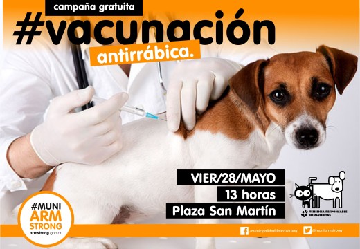 Hoy, vacunación antirrábica en la Plaza San Martín.
