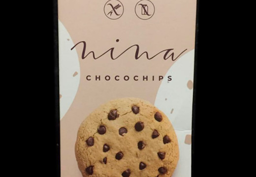 Alerta alimentaria – Galletitas de vainilla con chips de chocolate, libre de gluten, marca Nina Chocochips