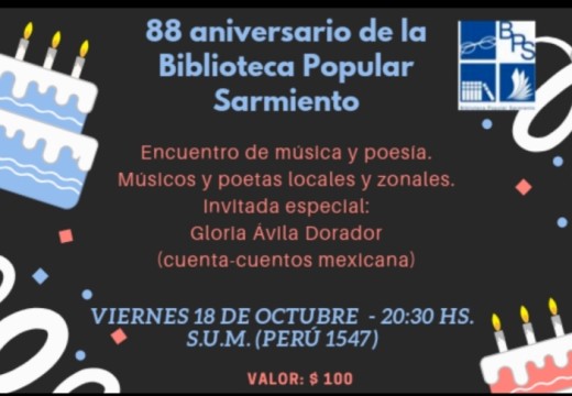Armstrong. 88° Aniversario de la Biblioteca Popular Sarmiento.