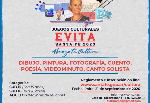 Cañada de Gómez- El municipio invita a participar de los juegos culturales Evita Santa Fe 2020.