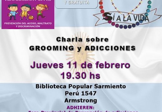 Hoy, Charla sobre Grooming y Adicciones en la Biblioteca Popular Sarmiento.