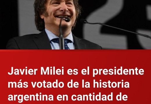 Javier Milei es el presidente más votado de la historia argentina en cantidad de personas. Con más de 14 millones de votos.