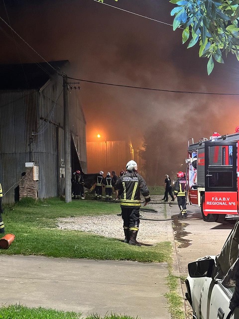 Incendio de magnitud en un galpón de la ciudad.