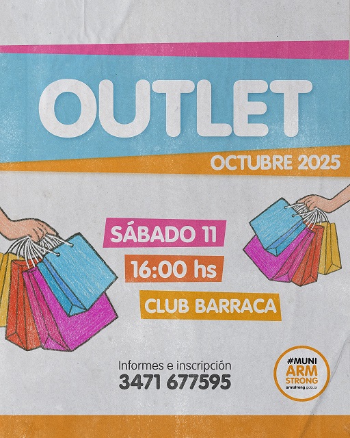 Armstrong. Este sábado 11 hay outlet.