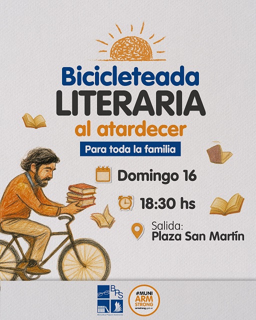 Municipalidad de Armstrong junto a la Biblioteca Popular Sarmiento invitan a participar de la bicicleteada literaria.