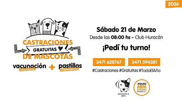 Jornada de salud animal en el Club Huracán: Castraciones gratuitas, vacunación y desparasitación.