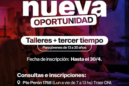 Nueva Oportunidad 2026: Abren las inscripciones para talleres gratuitos en Armstrong.