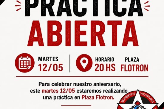 Bomberos Voluntarios de Armstrong celebran su aniversario con una práctica abierta en Plaza Flotron.