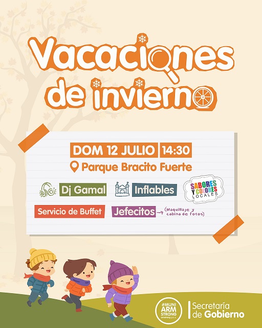 Vacaciones de invierno en Armstrong: preparan una gran tarde de juegos y diversión familiar en el Parque Bracito Fuerte.