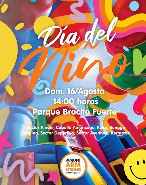 El parque Bracito Fuerte recibirá a las familias armstronenses para celebrar el Día del Niño.