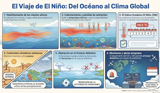El Niño: así funciona el fenómeno que trastoca el clima.